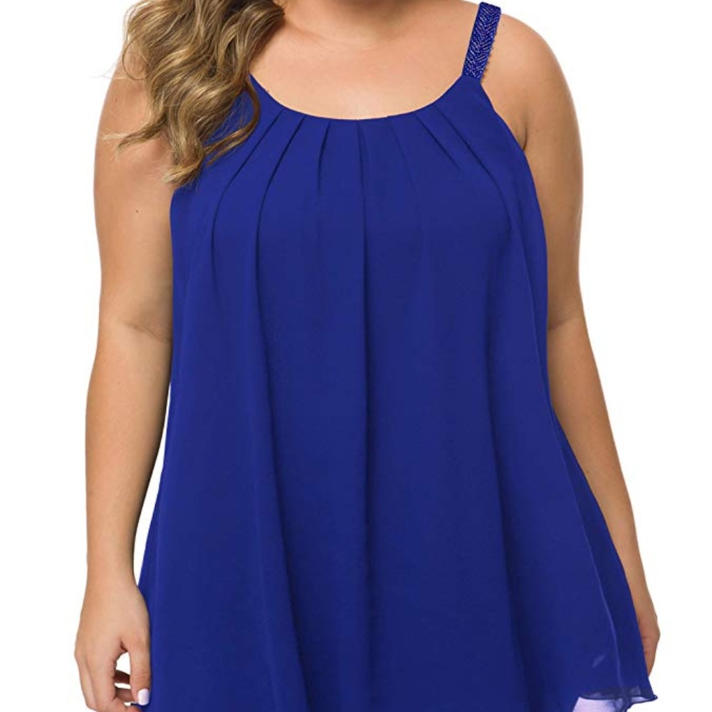 MANER Women's Plus Size Cami Casual Pleated